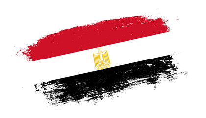 Flag of Egypt country on brush paint stroke trail view. Elegant texture of national country flag