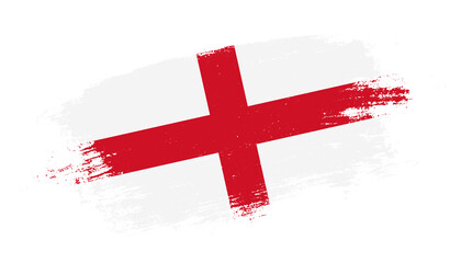 Flag of England country on brush paint stroke trail view. Elegant texture of national country flag