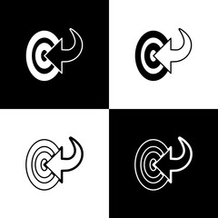 Obraz premium Set Target financial goal concept icon isolated on black and white background. Symbolic goals achievement, success. Vector
