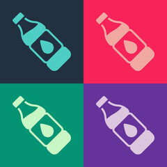 Pop art Bottle of water icon isolated on color background. Soda aqua drink sign. Vector