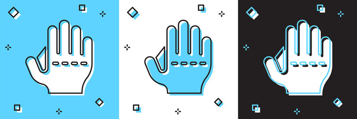 Set Baseball glove icon isolated on blue and white, black background. Vector