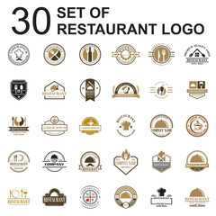 a set of restaurant logo , a set of food vector