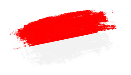 Flag of Indonesia country on brush paint stroke trail view. Elegant texture of national country flag