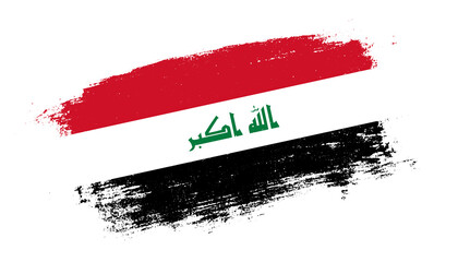 Flag of Iraq country on brush paint stroke trail view. Elegant texture of national country flag