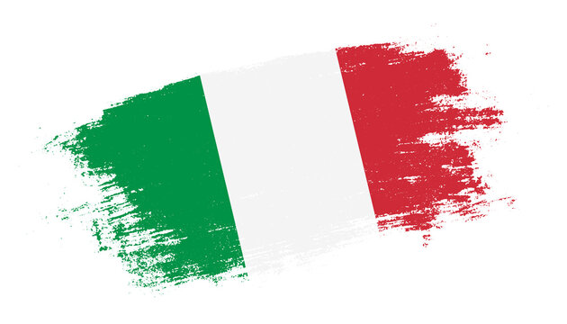 Flag of Italy country on brush paint stroke trail view. Elegant texture of national country flag