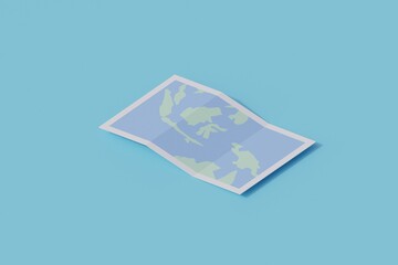 maps single isolated object. 3d render illustration