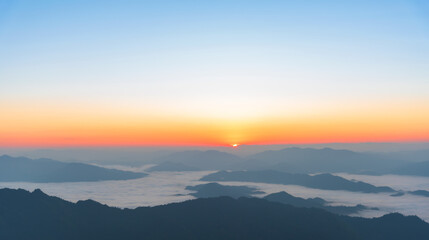 Sunrise in the morning at Phu Chee Fah, Chiang Rai Province, Thailand