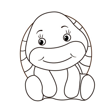 Animals, coloring book for kids. Black and white image,  turtle.