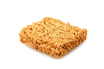 Uncooked instant noodles, isolated on white background.full depth of field