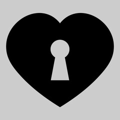 Heart with keyhole. Flat icon. Black