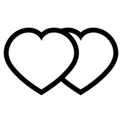 Two hearts. Love and marriage flat icon. Black stroke