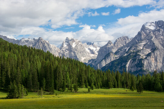 the splendid spring landscapes in Misurina in the Belluno Dolomites