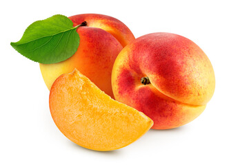 Apricot and slice isolated on white background