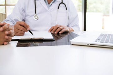 Education profession&nbsp;doctor in white uniform gown coat. Professional medical doctor with tablet and papers at seminar or hospital Coronavirus cancer healthcare