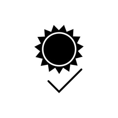 Sun check icon isolated on white background