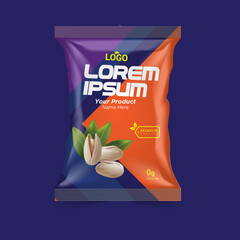 Realistic vector design Potato chips dry fruits packaging template.