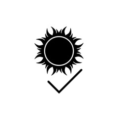 Sun check icon isolated on white background