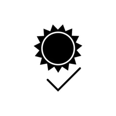 Sun check icon isolated on white background