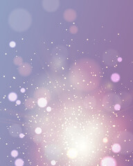 Obraz premium Poster with abstract silver dust, lights, snowfall. Blured pink, purple, blue background. Vector illustration for greeting card, banner, party, web, advertising.