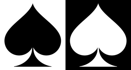 Black and white spades silhouettes. Spades card suit. Vector illustration for casino, game design, flyer, poster, banner, web, advertising.