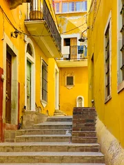 Fotobehang Geel kleurrijke stad