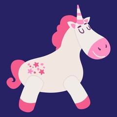 Cute hand-drawn unicorn. Vector illustration. Cartoon character. Hand-drawn style.