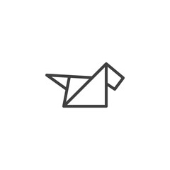 Origami dog line icon