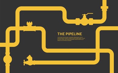 Pipeline infographic. Oil flat vector design. Pipeline construction isolated on black