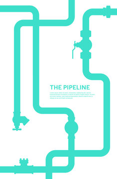 Pipeline infographic with blue and white. Oil, water flat valve vector design. Pipeline isolated