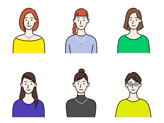 いろんな女性　上半身のイラストセット