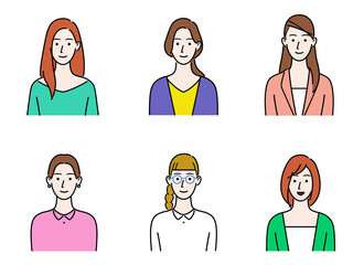 いろんな女性　上半身のイラストセット