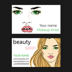 Vector business card  make up artist