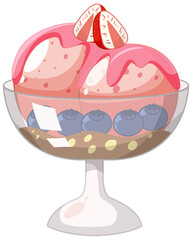 Cute cartoon ice cream on white background
