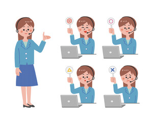 Female operator and computer to evaluate correct and incorrect answers_02