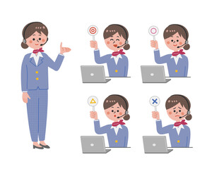 Female operator and computer to evaluate correct and incorrect answers_03