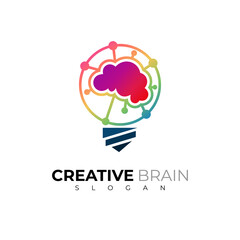 Abstract Brain light bulb logo vector design, colorful style