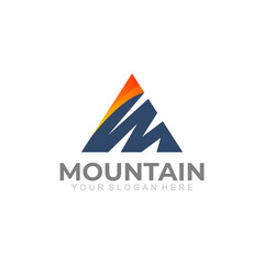 Mountain logo with triangle design template, letter M