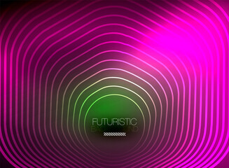 Neon color square shape lines abstract background. Shiny magic energy and motion concept, vector abstract wallpaper background