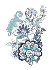 Digital Illustration  beautiful elegant vintage botanical rococo baroque jacobean flower  bouquet hand painted