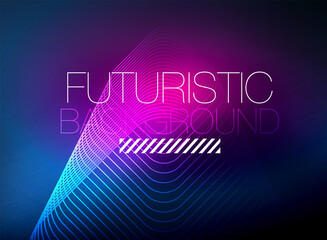 Neon color square shape lines abstract background. Shiny magic energy and motion concept, vector abstract wallpaper background