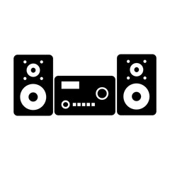 Simple illustration of play music stereo system Personal computer component icon