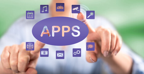 Woman touching an apps concept