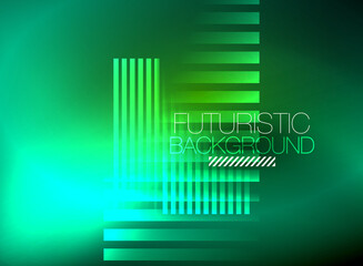 Bright neon color techno abstract background, shiny glowing neon lines in the dark background
