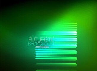Bright neon color techno abstract background, shiny glowing neon lines in the dark background