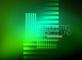 Bright neon color techno abstract background, shiny glowing neon lines in the dark background