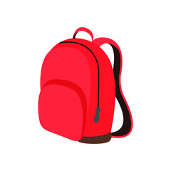 Backpack red school satchel bag vector emoji illustration - obrazy, fototapety, plakaty