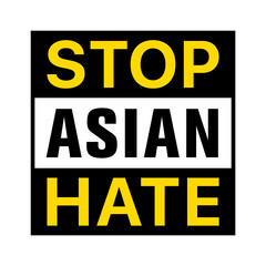 Stop Asian Hate label flat or sign vector icon for websites and print