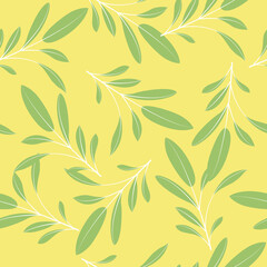 Fototapeta na wymiar Green leaves vector seamless pattern