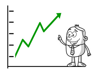 Business up stick fighre cartoon