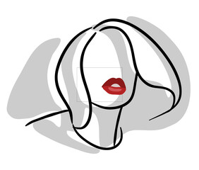 Woman face red lip illustration